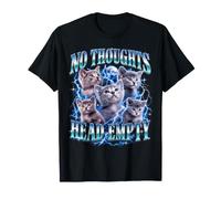 Nessun Pensiero Head Empty Kitty Meme Y2K Moon Lightning Maglietta