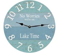 Nessun Problema, Siamo A Lake Time Rotondo Orologio Da Parete Senza Ticchettio Orologio Muro Silenzioso Quarzo Orologi Da Appendere Per Casa Interno Scuola 25Cm