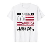 Nessun re in America dal 1776 Gesù Cristiano 4 luglio Maglietta