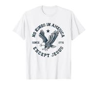 Nessun re in America dal 1776 Gesù Cristiano 4 luglio Maglietta