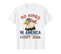 Nessun re in America dal 1776 Gesù Cristiano 4 luglio Maglietta