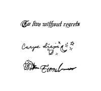 Nessun rimpianto Adesivi per tatuaggi temporanei semipermanenti e di lunga durata per 2 settimane per uomini e donne Braccio sul petto con dita posteriori(1pcs)