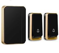 【Nessuna batteria richiesta】 Campanello wireless impermeabile, kit campanello AURTEC con 2 trasmettitori autoalimentati a pressione e 1 ricevitore plug-in, 51 campanelli e 4 livelli di volume, nero