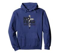 Nessuna Paura con la Fede la Vita è Spaventosa Senza Gesù Christian Felpa con Cappuccio, Unisex per Adulti, Navy, S