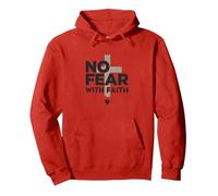 Nessuna Paura con la Fede la Vita è Spaventosa Senza Gesù Christian Felpa con Cappuccio, Unisex per Adulti, Rosso, L