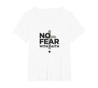 Nessuna Paura con la Fede la Vita è Spaventosa Senza Gesù Christian Maglietta, Donna Plus-Size, Bianco, 6X