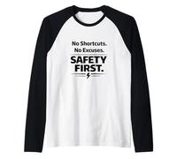 Nessuna scorciatoia. Nessuna Scusa. Sicurezza Prima | Slogan sul Posto di Lavoro Maglia con Maniche Raglan