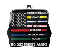 Nessuno combatte da solo, portamonete in similpelle con bandiera americana patriottica per donna, con chiusura a scatto, portafoglio funzionale con doppia chiusura, portafoglio divertente per regal