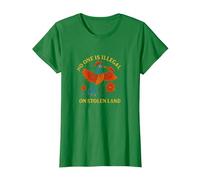 Nessuno è illegale su Terra rubata nativi Americani Vintage Maglietta, Donna, Verde Mela, S
