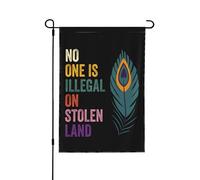 Nessuno è illegale su terreni rubati, bandiera da giardino 12x18, nessuno è illegale su terreni rubati, bandiere per esterni, bandiera per decorazione da giardino, piccolo arredamento da esterno