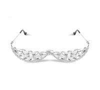 Nessuno Lens Strass Occhiali Cornici A Forma di V Strass Occhiali Da Sole Mezza Telaio Occhiali di Cristallo Per Fotografia Puntelli Senza Lente Occhiali di Cristallo Telaio, Argento