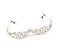 Nessuno Lens Strass Occhiali Cornici A Forma di V Strass Occhiali Da Sole Mezza Telaio Occhiali di Cristallo Per Fotografia Puntelli Senza Lente Occhiali di Cristallo Telaio, Oro