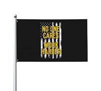 Nessuno si preoccupa, lavora di più, bandiera americana, colori vivaci, resistente ai raggi UV, perfetta per decorazioni per la casa, 3x5 piedi, banner in poliestere monofacciale con occhielli in otto