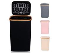 Nest Zest Cesto portabiancheria doppio da 100 l con coperchio, 2 scomparti per ordinare il lavaggio, cesto portabiancheria con guida alla cura e 2 sacchetti interni rimovibili, cesto per vestiti