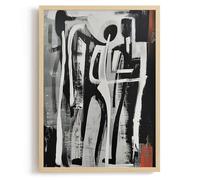 NESTART HOME Quadro astratto in bianco e nero, tela moderna incorniciata, decorazione gotica, arte da parete estetica, stampa per soggiorno o camera da letto (dialogo infinito, 53 x 73 cm)