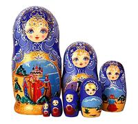 Nesting Bambole Simpatiche bambole russe di nidificazione per bambini impilabili nidificate set di bambole matrioska fatte a mano in legno 7 pezzi bambole di nidificazione baboushka regalo divertente