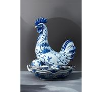 Nesting Blue Floral Porcelain Chicken and Eggs Journal: a DOT GRID notebook for self-expression