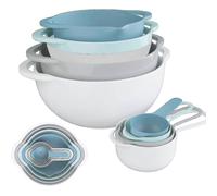 Nesting Bowls 8 Piece Mixing Bowl Set Plastic Colorful Kitchen Bowls Bpa Free Including 2 Mixing Bowls 1 Colander 1 Sifter And 4 Measuring Cups Wi