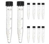NESTINGHO 10 Pezzi Tubi Centrifuga Conici da 15ml per Laboratorio, Test Tube in Materiale Sintetico con Fondo Conico e Area Scrittura Bianca Opaca, per Chimica Clinica