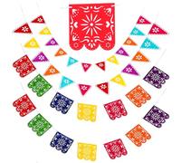 NESTINGHO 4 Pezzi Stendardi Messicani Colorati in Plastica Decorativi Appesi per Festa Messicana e Decorazioni per Interni Casa