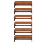 NESTINGHO 6 Pezzi Panchina Mini in Legno Marrone per Casa Bambole e | , Venatura Naturale Visibile, Peso Ridotto e Stabile, Facile da Spostare, per Studi Foto e Arredi Domestici