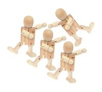 NESTINGHO Bambole Robot in Legno da Decorare, Soprammobili per DIY Set 4 Resistente e Non Facile da Deformare, per Camera