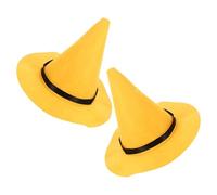 NESTINGHO Cappello da Strega Comodo e Affidabile Giallo in Feltro Spesso Tesa Larga e Punta per Feste di Halloween e Cosplay per Adulti