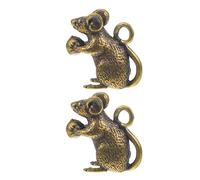 NESTINGHO Ciondoli a Forma di Ratto in Ottone 2 Pezzi, Ornamenti da Scrivania per Ufficio, Decorazioni Creative Fai da Te e Portachiavi Zodiacali