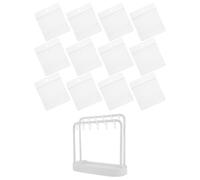 NESTINGHO Espositore Porta Abiti per Bambole a 2 Livelli in Plastica con 20 Sacchetti Trasparenti e 20 Ganci Mini Appendiabiti Multifunzione per Organizzazione e Decorazione Casa delle