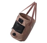 NESTINGHO Secchio Rotondo Esterni Pieghevole per 25l in Plastica Marrone con Coperchio Sigillato Manico, Design Salvaspazio Conservazione Provvisoria dell'Acqua per Escursioni