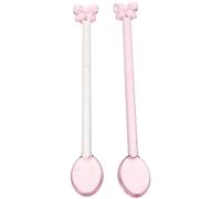 NESTINGHO Set 2 Cucchiai da Cucina Resistenti al Calore, Facili da Pulire in Vetro Rosa Fiocco a Farfalla per Mescolare e Servire in Cucina