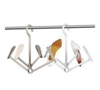 NESTINGHO Set 2 Pezzi Grucce per Scarpe in Plastica Bianca e Color Albicocca, Appendiabiti Pieghevoli per Armadio e Asciugatrice, Porta Pantofole Salvaspazio per Ingresso e Organizzatore