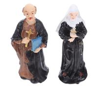 NESTINGHO Set 2 Pezzi Statue in Resina di Prete e Suora Miniature Religiose Compatte e Resistenti per Decorazione Scrivania e Regalo per Appassionati di Collezionismo Sacro