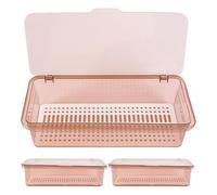 NESTINGHO Set 3 Pezzi Contenitori per Posate in Plastica Pp con Coperchio e Scolapiatti, Design Multifunzionale Allungato per Organizzare Utensili da Cucina