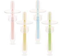 NESTINGHO Set 4 Pezzi Spazzolini Denti in Silicone con Base Ventosa, Morbidi e Sicuri per Gengive Delicate, per Primi Dentini e Allenamento Orale