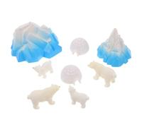 NESTINGHO Set di 8 Pezzi di Figure Artiche Realistiche in Resina Orso Polare e, Accessori Miniatura per Paesaggi Invernali e Giochi Sensoriali
