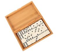 NESTINGHO Set di Domino Interattivo in Bambù e Plastica Custodia Beige, Gioco Educativo che Stimola Immaginazione e Creatività, per Divertimento al Coperto