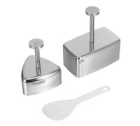 NESTINGHO Stampo per Polpette di Riso in Acciaio Inox 2 Pezzi con Cucchiaio, Forme Triangolare e Rettangolare, Compatto e Facile da Conservare per Uso Domestico e Ufficio