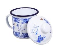 NESTINGHO Tazza da Tè con Presa Eccellente Smaltata con Coperchio 500ml Facile da Pulire per Casa e Ufficio per Bevande Calde e Fredde