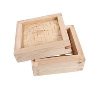 NESTINGHO Vaporiera in Legno Impilabile con Coperchio 15x15x6,5cm per Dim Sum e Ravioli, Design Salvaspazio per Tavolo da Pranzo e Piano Cucina