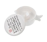 NESTINGHO Vassoio Manico a Coda di Pesce Bianco Coperchio, Leggero e Portatile Design Semplice ed per Inchiostro Ceramico per Pittura e Calligrafia