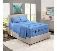Nestl Bedding Set di lenzuola con angoli extra profondi, per letto super king size, 4 pezzi, con angoli ultra profondi, in microfibra extra profonde, 213 x 183 cm, blu calmo