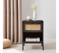 Nestl Comodino, comodino con 1 cassetto per camera da letto, essenziale per camera da letto, comodino in rattan di legno, tavolino da soggiorno, tavolino moderno, mobili per camera da letto, 1 pezzo