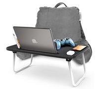 Nestl Cuscino da lettura con scrivania portatile per laptop, cuscino per la schiena in velluto per sedersi a letto, cuscino di supporto per la schiena in memory foam triturato per letto, cuscino per