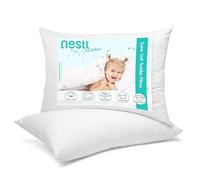 Nestl Cuscino per bambini, confezione da 2 cuscini per bambini, in cotone biologico, cuscino da viaggio perfetto per bambini, 33 x 45 cm, bianco