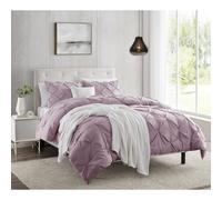 Nestl Dusty Purple Copripiumino King Size - Pintuck King Copripiumino Set 3 Pezzi Copripiumino Doppio Spazzolato con Chiusura a Bottoni 1 Pizzico Ple