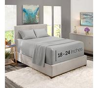 Nestl Lenzuola con tasca extra profonda per materassi da 45,7 a 61 cm, set da 4 pezzi, grigio argento