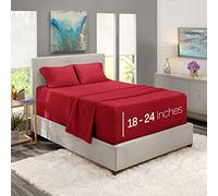 Nestl Lenzuola con tasche extra profonde, per materassi da 45,7 a 61 cm di profondità, set di 4 pezzi per letto matrimoniale, lenzuola con tasca profonda