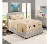 Nestl Lenzuola con tasche extra profonde, per materassi da 45,7 a 61 cm di profondità, set di lenzuola extra profonde, 4 pezzi per letto intero, lenzuola con tasca profonda, lenzuola beige crema
