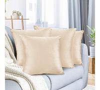 Nestl Set di 4 federe decorative in velluto morbido e resistente, per esterni, divano, letto e auto, 45,7 x 45,7 cm, beige crema